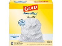 Glad Force Flex 13 gal No Scent Kitchen Trash Bags Drawstring 100 pk