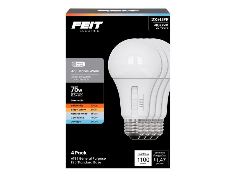 Led A19 E26 5cct 75w 4pk Multi