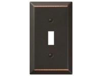 Amerelle Century Aged Bronze Bronze 1 gang Stamped Steel Toggle Wall Plate 1 pk