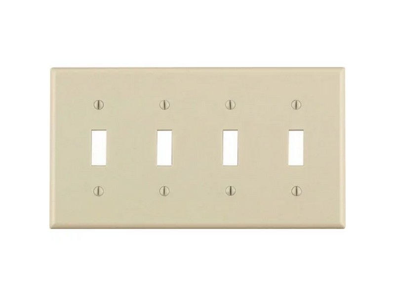 Leviton Almond 4 gang Thermoset Plastic Toggle Wall Plate 1 pk