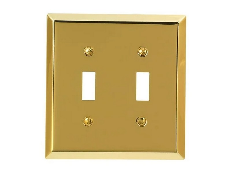 Amerelle Century Polished Brass Brass 2 gang Stamped Steel Toggle Wall Plate 1 pk
