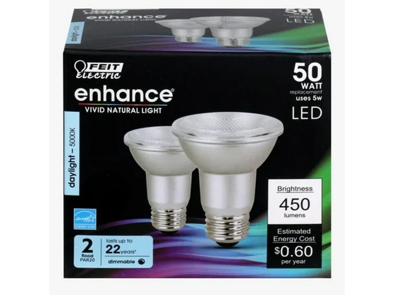 Feit Electric Enhance PAR20 E26 (Medium) LED Bulb Daylight 50 W 2 pk
