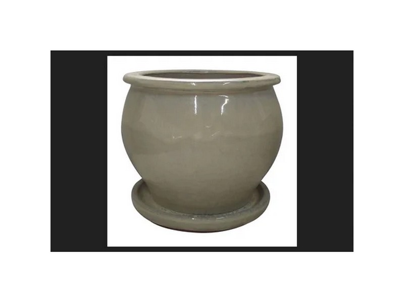Trendspot Contour 8 in. D Ceramic Planter White