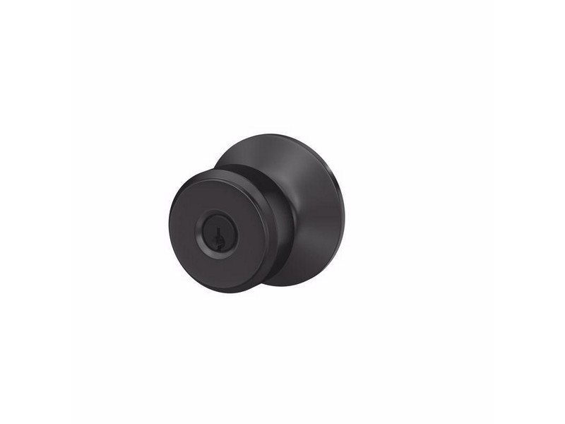 Schlage Bowery Matte Black Entry Knob ANSI Grade 1 1.75 in.