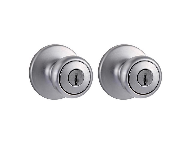 Kwikset Tylo Satin Chrome Entry Knobs ANSI/BHMA Grade 3 1-3/4 in.
