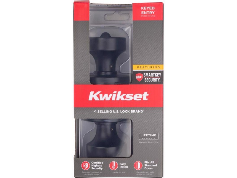 Kwikset Signature Series Pismo Iron Black Entry Knob ANSI/BHMA Grade 2 KW1 2-1/4 in.