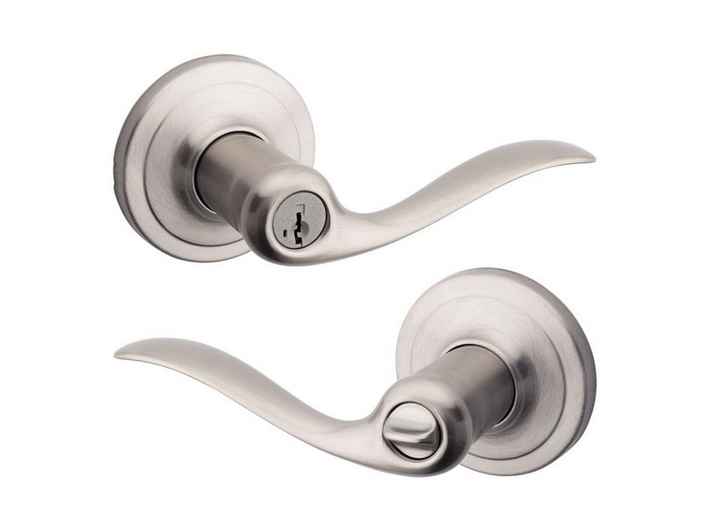 Kwikset SmartKey Tustin Satin Nickel Entry Lockset ANSI/BHMA Grade 2 KW1 1-3/4 in.