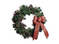 Celebrations 30 in. D LED Prelit Multicolored Twig Pine Bow Wreath