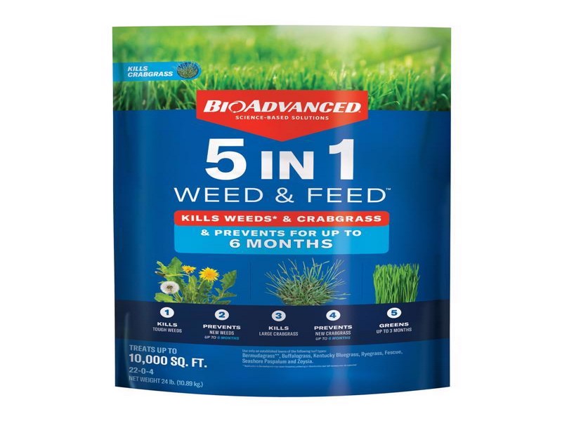 BioAdvanced 22-0-4 Weed & Feed Lawn Fertilizer For All Grasses 10000 sq ft