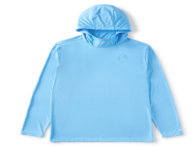 Men's Carhartt Long Sleeve Sun Defender Hooded Shirt Blue