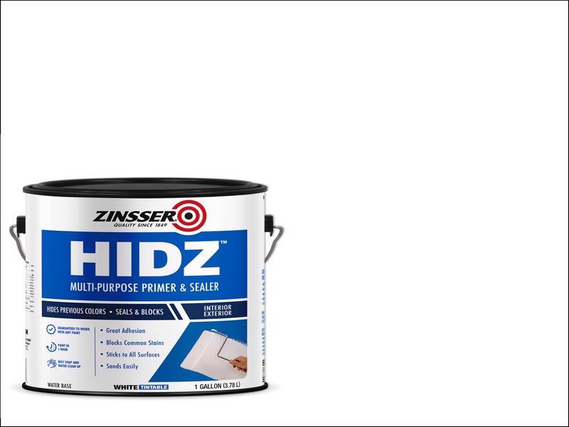 Zinsser HIDZ White Flat Water-Based Primer and Sealer, 1 gal