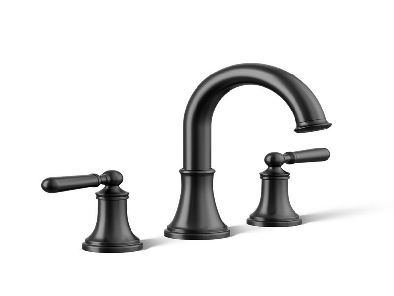 Kohler Facile Matte Black Traditional Widespread Bathroom Sink Faucet, 8
