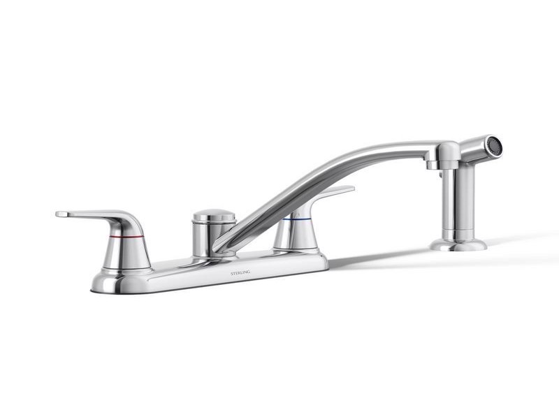 Sterling Passera Two Handle Polished Chrome Kitchen Faucet Side, Sprayer