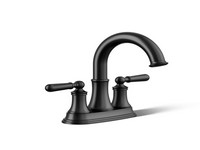 Kohler Facile Matte Black Traditional Centerset Bathroom Sink Faucet, 4 in.