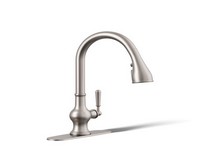 Kohler Treaty One Handle Lacquer Vibrant Stainless Pull-Down Kitchen Faucet