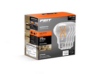 Feit A19 E26 (Medium) Filament LED Bulb Soft White 75 Watt Equivalence, 4