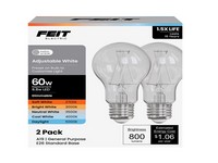 Feit A19 E26 (Medium) Filament LED Bulb Adjustable White 60 Watt