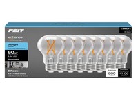 Feit A19 E26 (Medium) Filament LED Bulb Daylight 60 Watt Equivalence, 8 pk