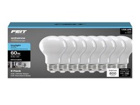 Feit A19 E26 (Medium) LED Bulb Daylight 60 Watt Equivalence, 8 pk