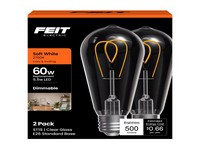 Feit ST19 E26 (Medium) Filament LED Bulb Soft White 60 Watt Equivalence, 2