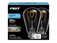 Feit ST19 E26 (Medium) Filament LED Bulb Daylight 60 Watt Equivalence, 2 pk