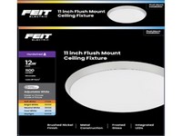 Feit 3 in. H X 11 in. W X 11 in. L Brushed Nickel White Ceiling Fixture