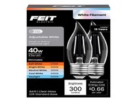 Feit BA10 E26 (Medium) LED Bulb Adjustable White 40 Watt Equivalence, 2 pk