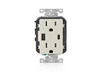 Leviton Decora 15 amps 125 V Light Almond Outlet and USB Charger 5-15R 1 pk