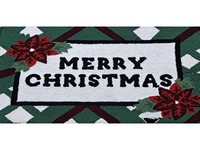 18 in. W X 30 in. L Multi-Color Merry Christmas Poinsettia Accent Rug