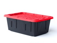 Teeny Tough Box Black/Red 0.09 Gal. Storage Tote Stackable