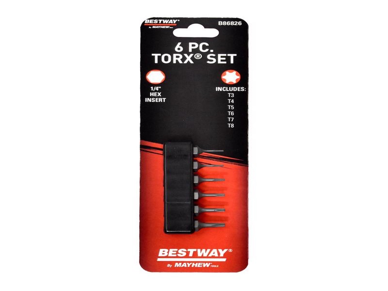 Mayhew Bestway Torx Screwdriver Bit Set S2 Tool Steel, 6 pc