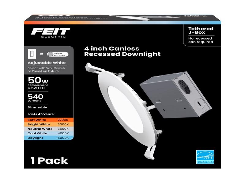 Feit Electric White 4 in. W LED Recessed Downlight 9 W