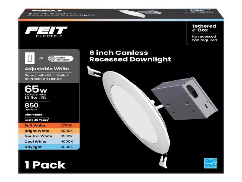 Feit Electric White 6 in. W LED Recessed Downlight 13 W
