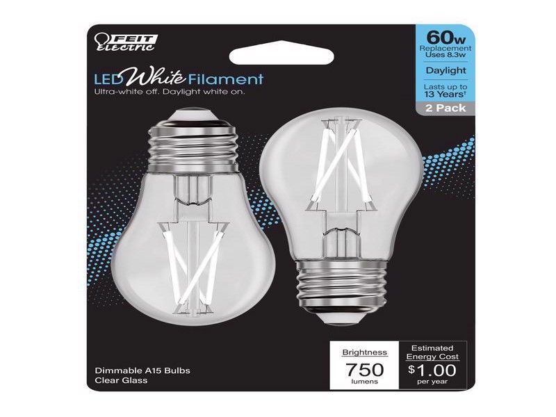 Feit White A15 E26 (Medium) Filament LED Bulb Daylight 60 Watt Equivalence,