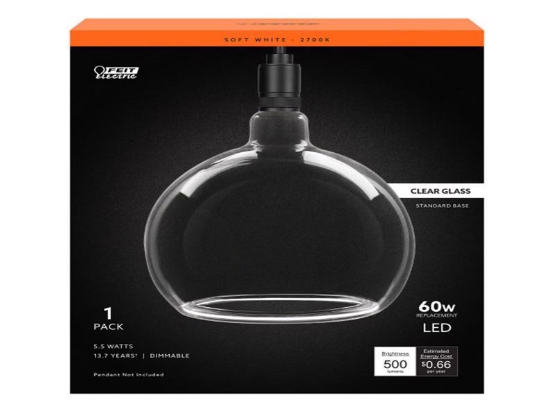Feit G63 E26 (Medium) Filament LED Bulb Soft White 60 Watt Equivalence, 1