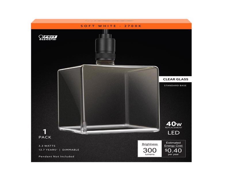 Feit Square E26 (Medium) Filament LED Bulb Soft White 40 Watt Equivalence, 1