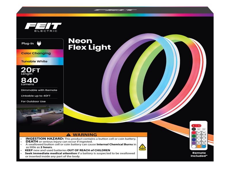 Feit 20 ft. L Color Changing Plug-In LED Tape Light, 1 pk