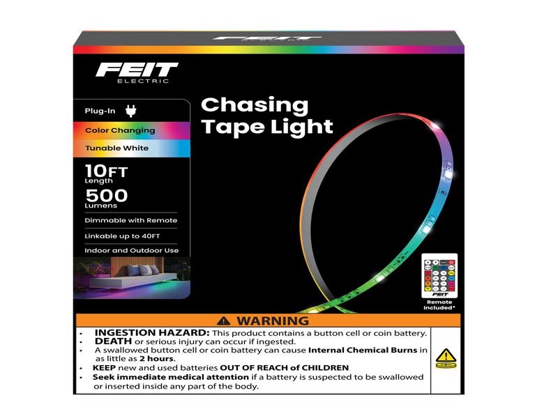 Feit 10 ft. L Color Changing Plug-In LED Tape Light, 1 pk