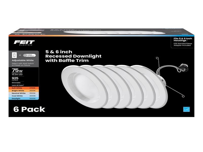 Feit White 5/6 in. W LED Recessed Downlight, 75 W