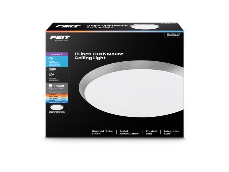 Feit 10.5 in. H X 15 in. W X 15 in. L Matte Black Ceiling Fixture