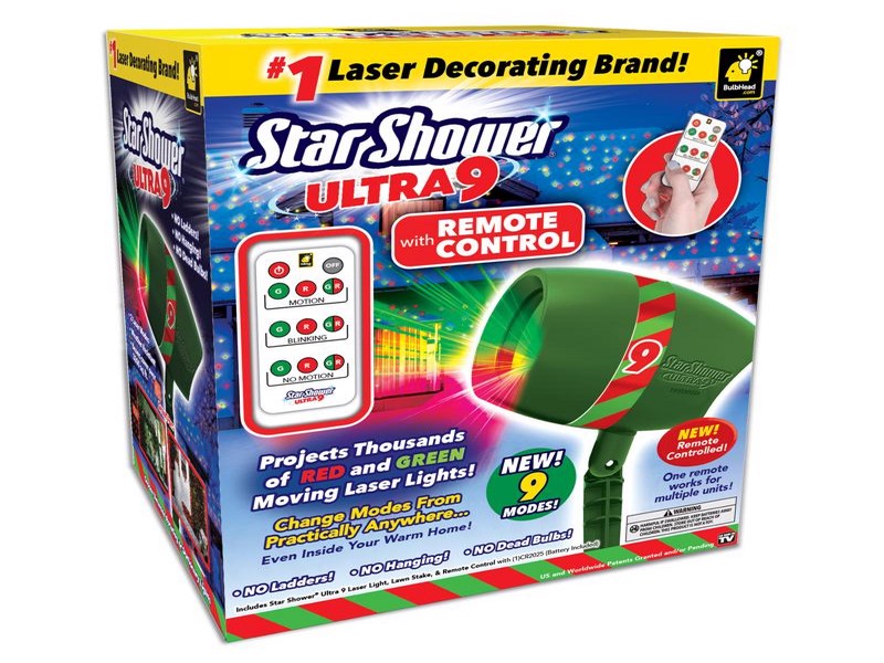 Star Shower Bulbhead Laser Lights with Remote Control, 1 pk