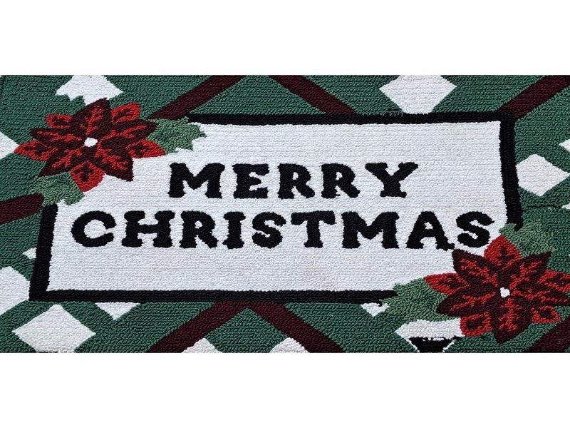 18 in. W X 30 in. L Multi-Color Merry Christmas Poinsettia Accent Rug