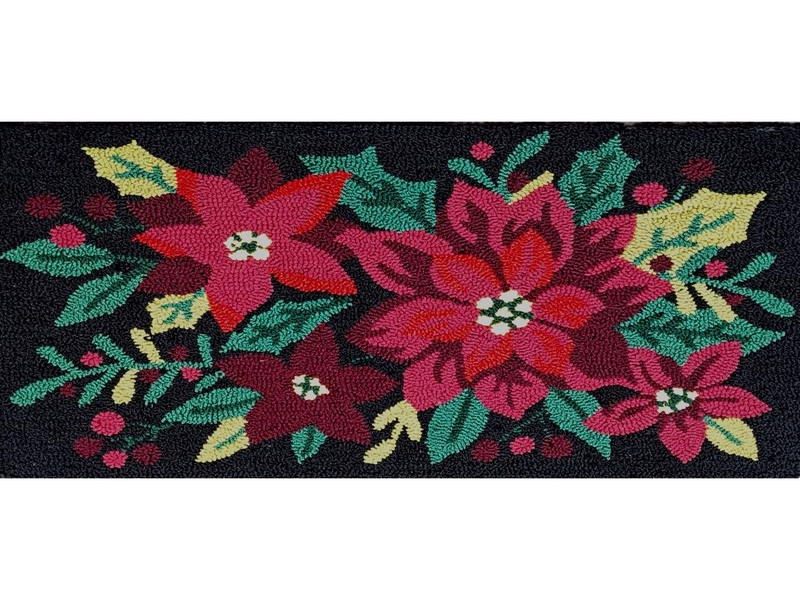 18 in. W X 30 in. L Multi-Color Poinsettias Accent Rug