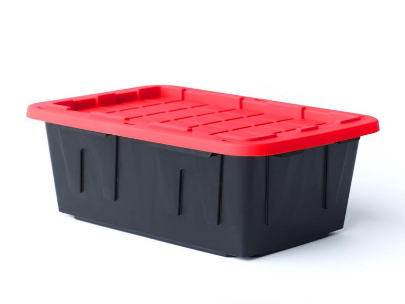 Teeny Tough Box Black/Red 0.09 Gal. Storage Tote Stackable