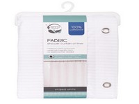 Zenna Home 72 in. H X 70 in. W White Striped Shower Curtain Liner Fabric