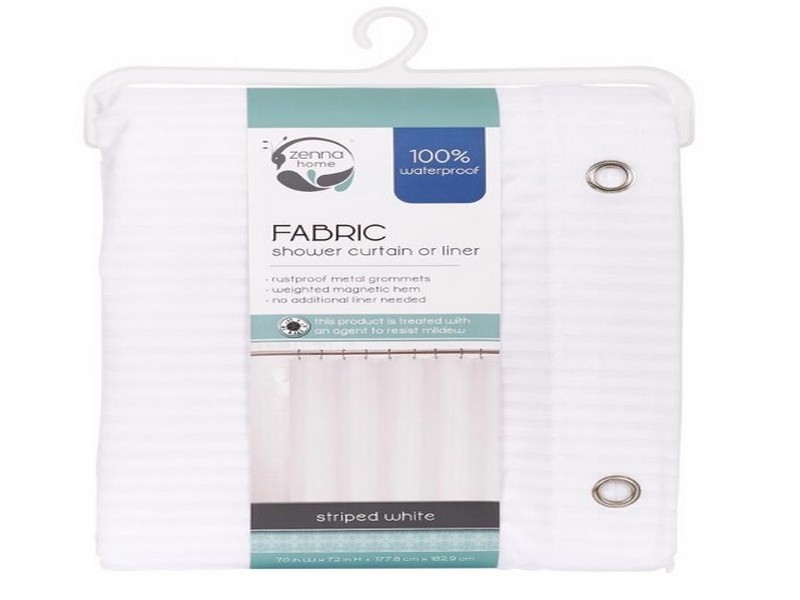 Zenna Home 72 in. H X 70 in. W White Striped Shower Curtain Liner Fabric