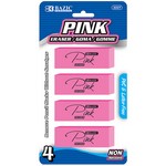 BAZIC Pink Bevel Eraser (4/Pack)