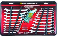 GearWrench 12 Point Metric and SAE Ratcheting Combination Wrench Set 20 pc