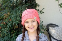 Kid's Knit CC Beanie - Candy Pink