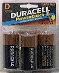 Duracell Coppertop D Alkaline Batteries 4 pk Carded